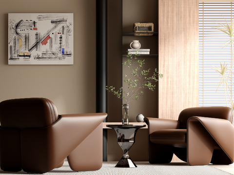  现代休闲沙发 洽谈沙发su模型 