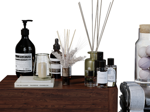  现代卫浴摆件 洗漱用品 化妆品 洗护用品su模型 