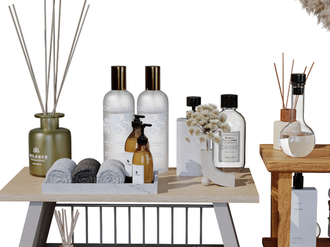  现代卫浴摆件 洗漱用品 化妆品 洗护用品su模型 