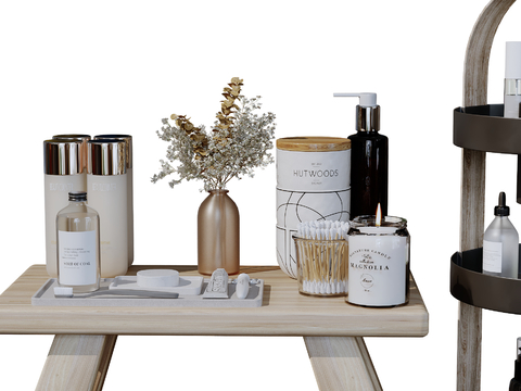  现代卫浴摆件 洗漱用品 化妆品 洗护用品su模型 