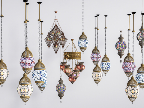  现代节庆灯 节日氛围灯 花灯 户外彩灯su模型 