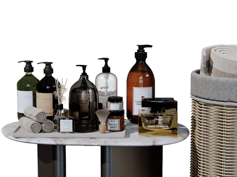  现代卫浴摆件 洗漱用品 化妆品 洗护用品su模型 