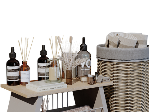  现代卫浴摆件 洗漱用品 化妆品 洗护用品su模型 