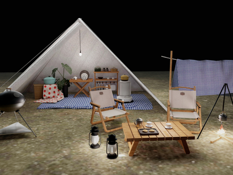  现代帐篷 露营帐篷su模型 