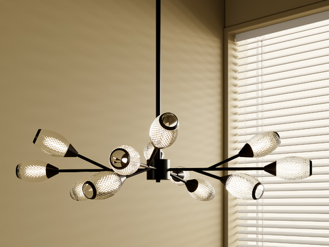 中古风吊灯 多头吊灯su模型