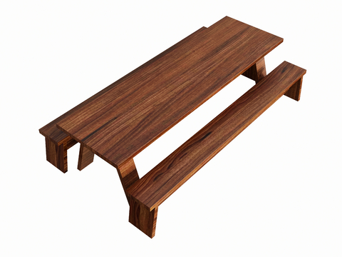  中式条凳 户外桌椅su模型 