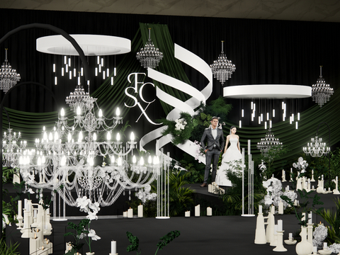  小众婚礼美陈su模型 