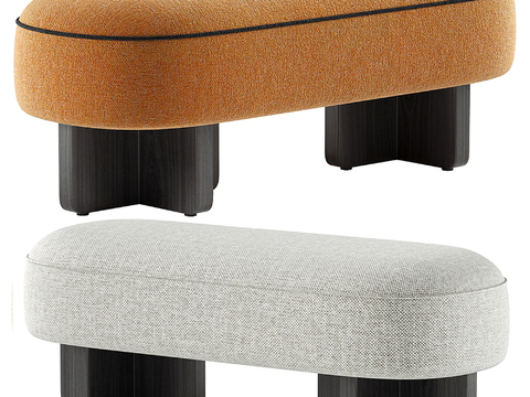  现代床尾凳 长凳 矮凳 沙发凳su模型 