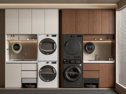 阳台洗衣机柜u模型