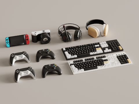  电脑配件 键盘 游戏手柄 游戏机su模型 
