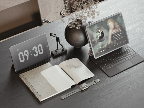  现代平板电脑su模型 