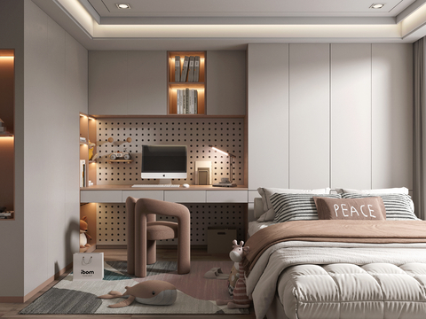  现代榻榻米女孩房su模型 