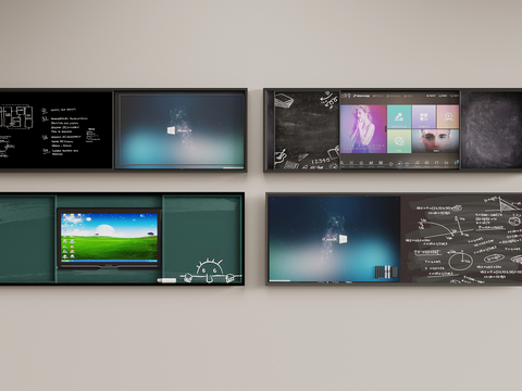  黑板 电视 教室黑板su模型 