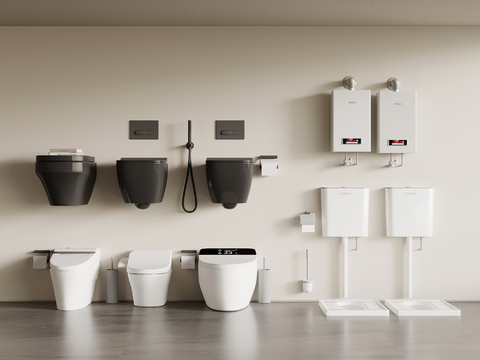  蹲便 马桶 热水器su模型 