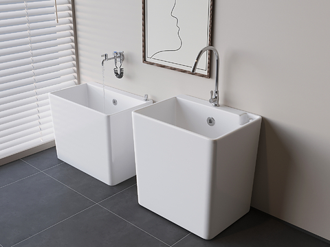  拖把池 拖布池 墩布池su模型 