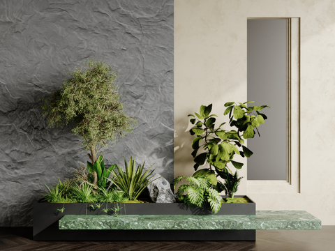  现代植物堆 花坛su模型 