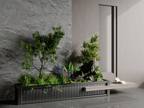  现代植物堆 花坛su模型 