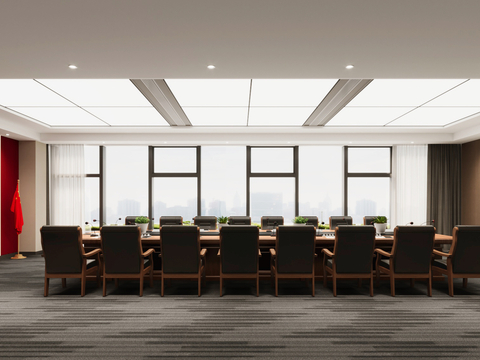  现代党建会议室 会议厅su模型 