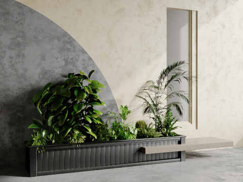  现代植物堆 花坛su模型 