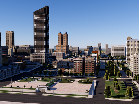  城市鸟瞰规划su模型 