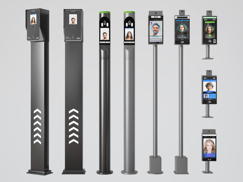  现代人脸机 指纹机 打卡机su模型 