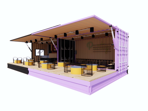  咖啡厅 快闪店su模型 