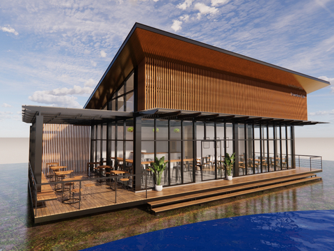  咖啡厅 快闪店su模型 