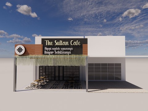  咖啡厅 快闪店su模型 