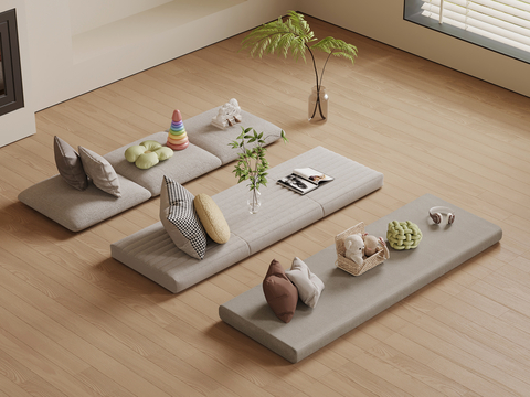  现代飘窗坐垫su模型 