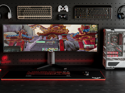  现代台式电脑 电竞电脑su模型 