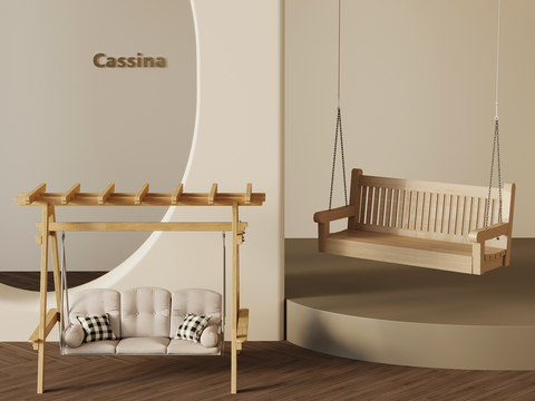  户外秋千椅 庭院秋千椅su模型 