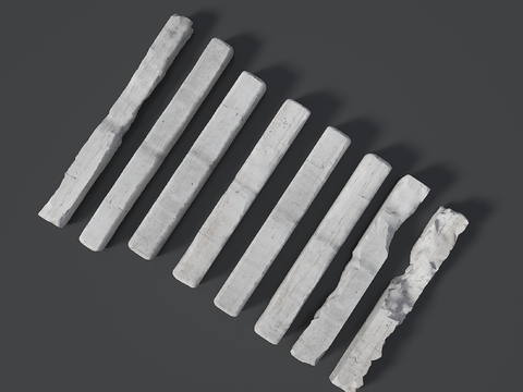  现代水泥柱子 破损柱子su模型 