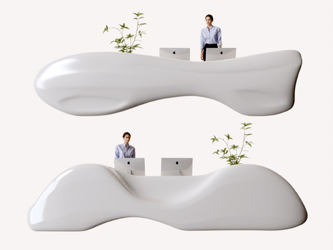  现代接待台 服务台su模型 