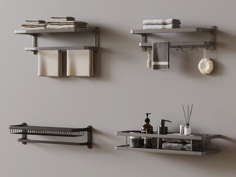  毛巾架 卫浴小件su模型 