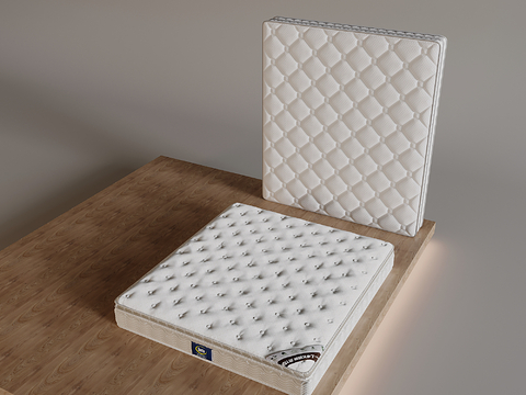  现代双人床 床垫su模型 