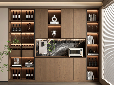 现代餐边柜 酒柜su模型