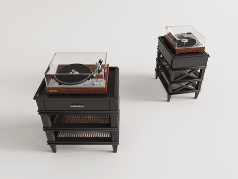  黑胶唱片 唱片机 音响su模型 
