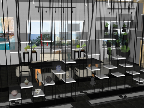  陶瓷博物馆 展览馆su模型 