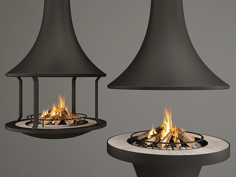 现代壁炉火炉 电子壁炉su模型