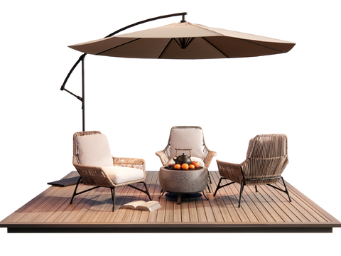  户外椅 藤编椅 围炉煮茶su模型 