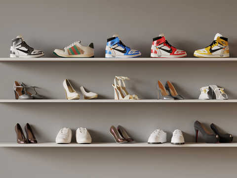  女士鞋子 高跟鞋 板鞋 运动鞋su模型 