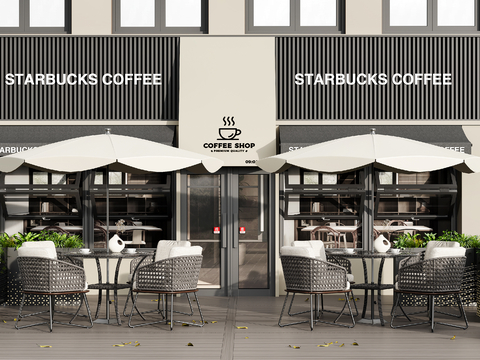  户外桌椅 商业外摆su模型 