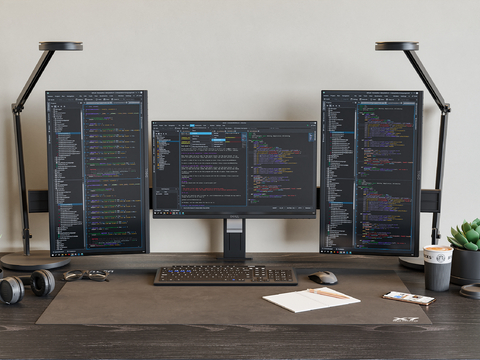  台式电脑 桌面办公用品su模型 