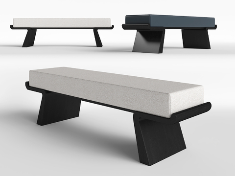  现代沙发凳 床尾凳su模型 