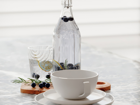  饮料 饮品 柠檬水su模型 