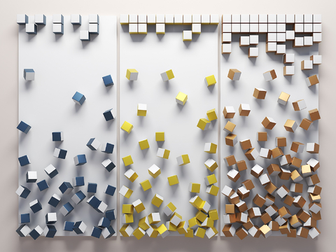 立方体墙饰 方块挂饰su模型