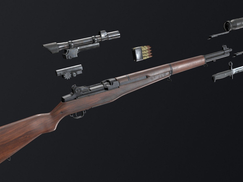  M1加兰德阻击枪 阻击枪su模型 