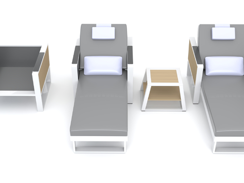  现代泳池躺椅su模型 