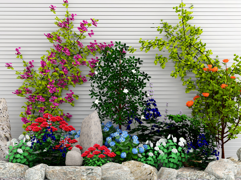  现代庭院花园植物 爬藤植物su模型 