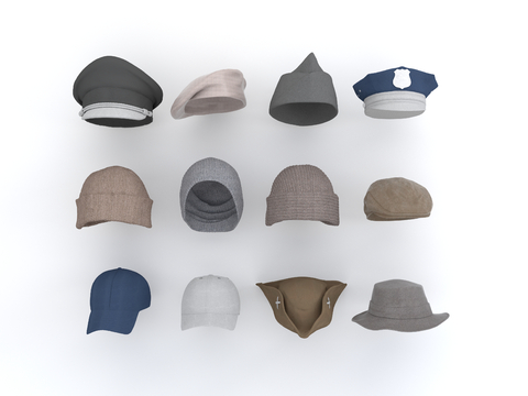  帽子 牛仔帽 毛线帽 鸭舌帽su模型 